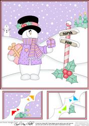 8 x 8 Christmas Snowman Roi Scalloped Corner Topper