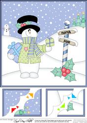 8 x 8 Christmas Snowman Roi Scalloped Corner Topper