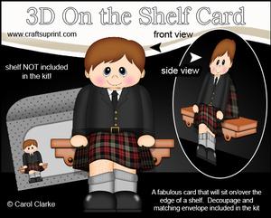 3D on the Shelf Card Kit - Little Scotsman Niall in Kilt