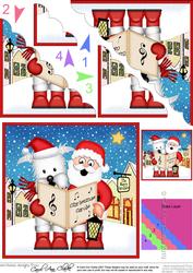 Singing Santa & Westie Dog Merry Carollers Scallop Corner