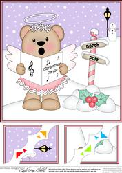 8 x 8 Christmas Angel Livvy Bear Scalloped Corner Topper