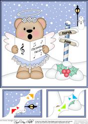 8 x 8 Christmas Angel Livvy Bear Scalloped Corner Topper
