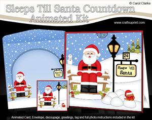 3D Xmas Santa Sleeps Till Santa Countdown Moveable Card