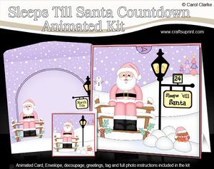 3D Xmas Santa Sleeps Till Santa Countdown Moveable Card