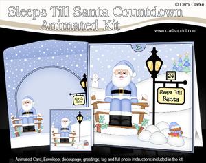 3D Xmas Santa Sleeps Till Santa Countdown Moveable Card