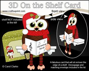 3D on the Shelf Card Kit - Christmas Carol Singing Hoot Owl