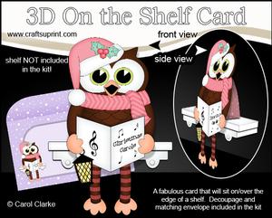 3D on the Shelf Card Kit - Christmas Carol Singing Hoot Owl