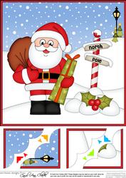 8 x 8 Christmas Santa Claus Scalloped Corner Topper