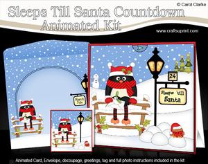 3D Xmas Pip Penguin Sleeps Till Santa Countdown Card