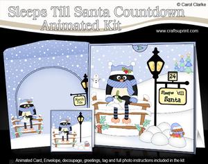 3D Xmas Pip Penguin Sleeps Till Santa Countdown Card
