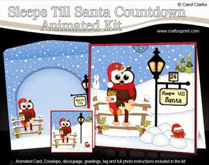 3D Xmas Little Hoot Owl Sleeps Till Santa Countdown Card