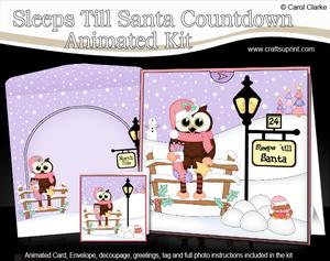 3D Xmas Little Hoot Owl Sleeps Till Santa Countdown Card