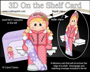 3D on the Shelf Card Kit - Little Christmas Snowboard Girl