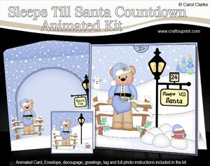 3D Xmas Austin Bear Sleeps Till Santa Countdown Card
