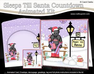 3D Xmas Hamish Scottie Dog Sleeps Till Santa Countdown Card