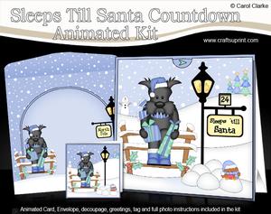 3D Xmas Hamish Scottie Dog Sleeps Till Santa Countdown Card