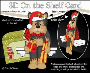 3D on the Shelf Card Kit - Little Christmas Yorkie Dog