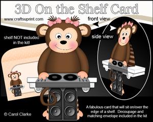 3D on the Shelf Card Kit - Little Monkey Dj Bubbles