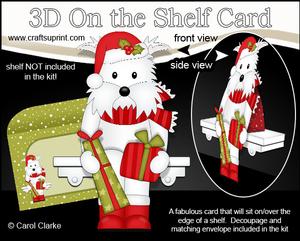 3D on the Shelf Card Kit - Little Christmas Westie Dog
