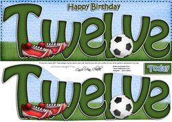 Large Dl 12th Birthday Football Card & 3D Decoupage