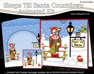3D Xmas Gigi Horse Sleeps Till Santa Countdown Card