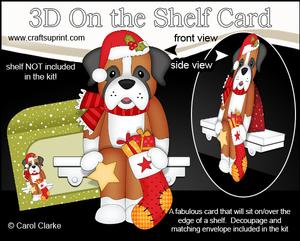3D on the Shelf Card Kit - Little Christmas Boxer Dog