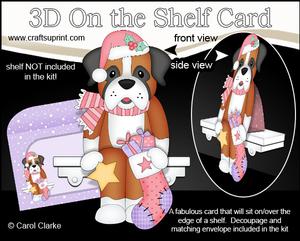 3D on the Shelf Card Kit - Little Christmas Boxer Dog