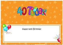 Large Dl 40th Birthday Celebrations Insert