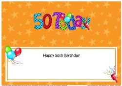 Large Dl 50th Birthday Celebrations Insert