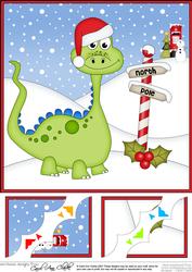 8 x 8 Christmas Denis Dinosaur Scalloped Corner Topper