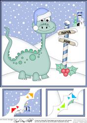 8 x 8 Christmas Denis Dinosaur Scalloped Corner Topper