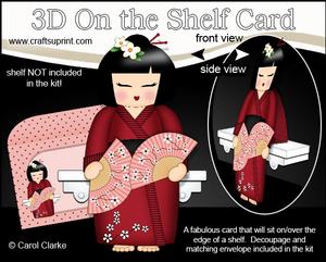 3D on the Shelf Card Kit - Japenese Kokeshi Doll Aika