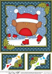 8 x 8 Christmas Bobbin Robin Scalloped Corner Topper