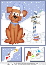 8 x 8 Christmas Rusty Dog Scalloped Corner Topper