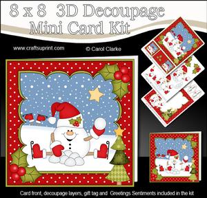 8x8 Christmas Skating Snowball Sam Mini Kit 3D Decoupage