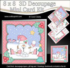 8x8 Christmas Skating Snowball Sam Mini Kit 3D Decoupage