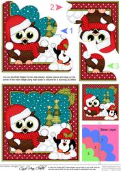 Christmas Little Hoot Owl Snowball Fight Shell Edged Stacker