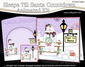 3D Xmas Snowman Mac Sleeps Till Santa Countdown Card