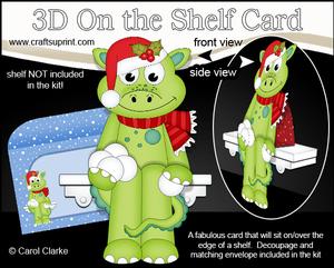 3D on the Shelf Card Kit - Little Christmas Denis Dinosaur