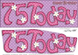 Large Dl 75th Birthday Flowers Card & 3D Decoupage