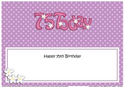 Large Dl 75th Birthday Flowers Insert