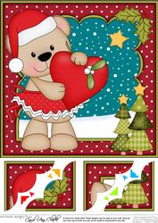 8 x 8 Christmas Livvy Bear's Heart Scalloped Corner Topper