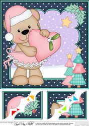 8 x 8 Christmas Livvy Bear's Heart Scalloped Corner Topper