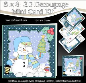 8x8 Christmas Snowman Oli's Tree Mini Kit 3D Decoupage