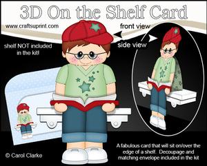 3D on the Shelf Card Kit - Little Book Reading Boy Noah