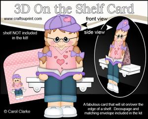 3D on the Shelf Card Kit - Little Book Reading Girl Tina
