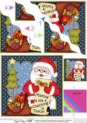 Christmas Santa's Checking His List Wavy Corner Side Stacker