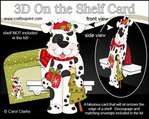 3D on the Shelf Card Kit - Little Christmas Spotty Dog