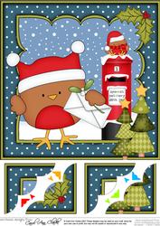 8 x 8 Christmas Bobbin Robin's Letter Scalloped Corner