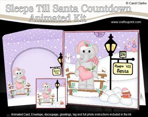 3D Xmas Lola Elephant Sleeps Till Santa Countdown Card